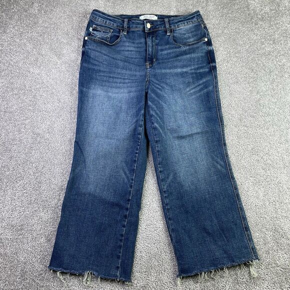 Judy Blue Jeans Women’s 13/31 Blue Wide Leg Crop High Rise Stretch Denim - Picture 1 of 13